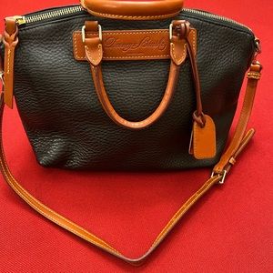 Black and Tan Dooney Domed Satchel w/Crossbody Strap